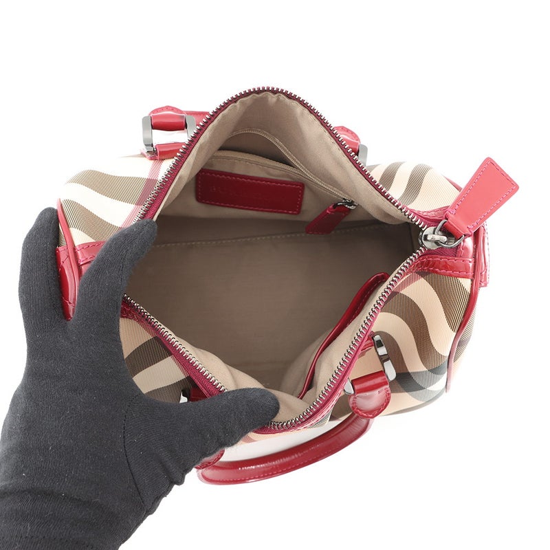 バーバリー ハンドバッグ ヴィンテージ ノヴァチェック ボーリングバッグ PVC パテントレザー 3722972 BURBERRY