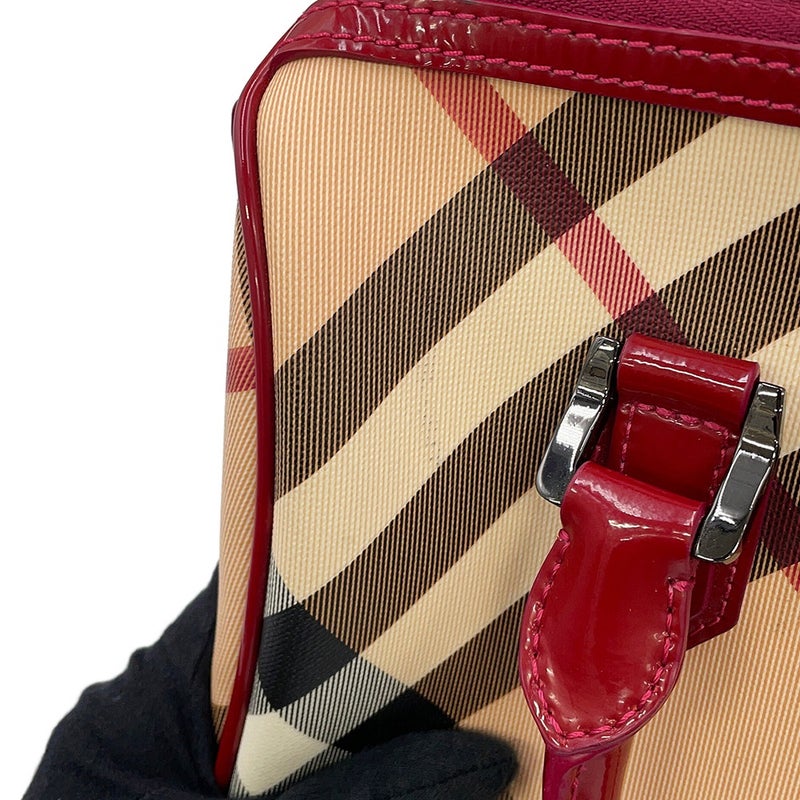 バーバリー ハンドバッグ ヴィンテージ ノヴァチェック ボーリングバッグ PVC パテントレザー 3722972 BURBERRY