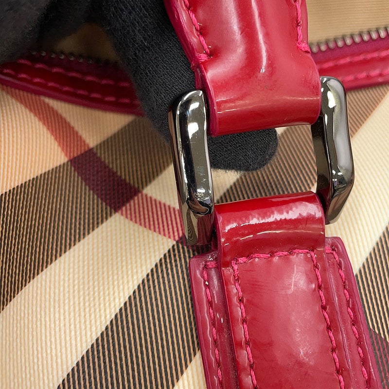 バーバリー ハンドバッグ ヴィンテージ ノヴァチェック ボーリングバッグ PVC パテントレザー 3722972 BURBERRY