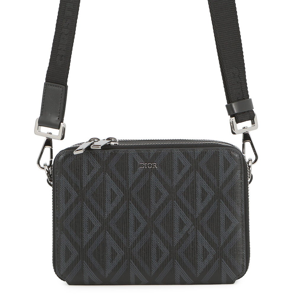 Christian Dior クリスチャンディオール CDダイヤモンド メッセンジャー ショルダーバッグ シルバー金具 ブラック 11-BO-0223 クリスチャン・ディオール ショルダーバッグ CDダイヤモンド