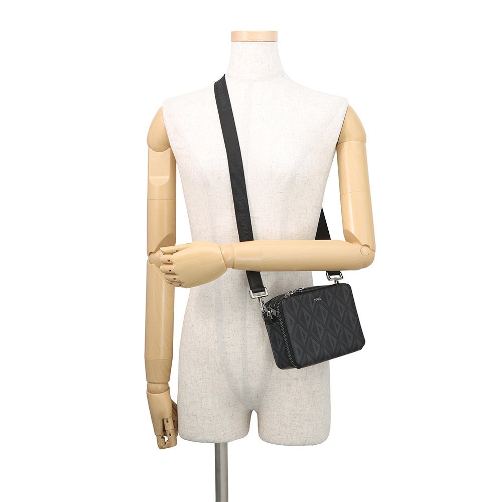 Christian Dior クリスチャンディオール CDダイヤモンド メッセンジャー ショルダーバッグ シルバー金具 ブラック 11-BO-0223 DIOR(ディオール) CDダイヤモンド ショルダーバッグショルダーバッグ