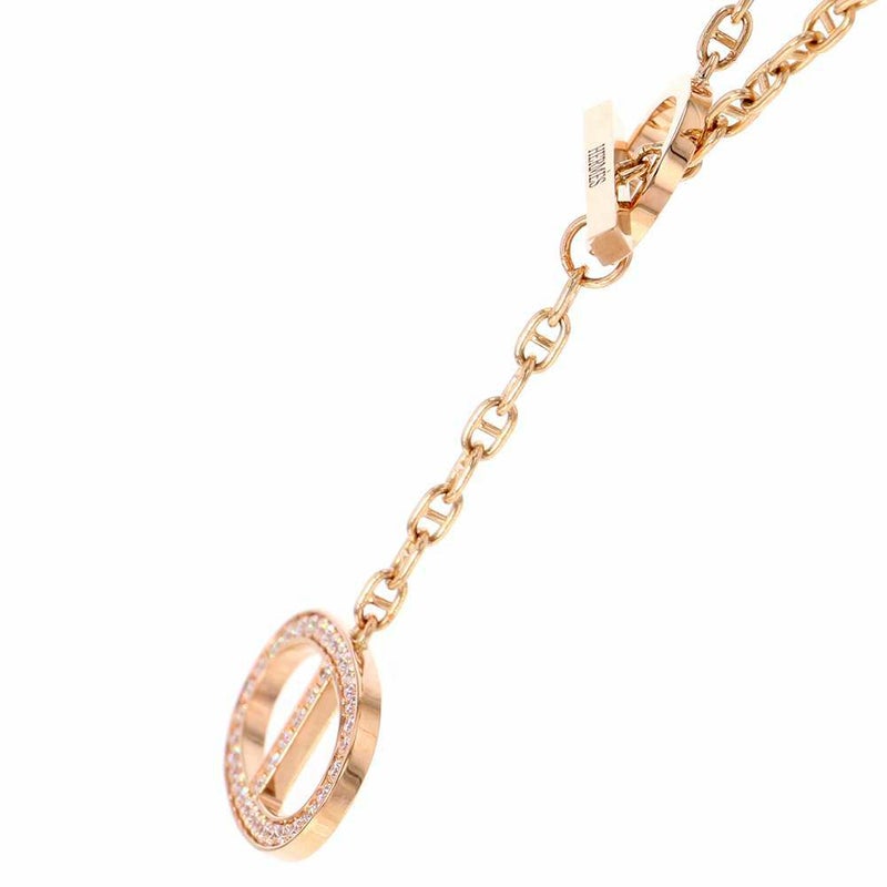 エルメス ネックレス シェーヌダンクル コントゥールGM ダイヤモンド 38P 計0.30ct K18PGピンクゴールド