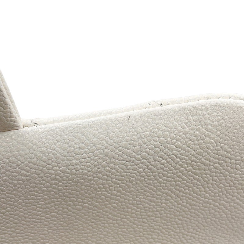 シャネル チェーンショルダーバッグ マトラッセ ココマーク トップハンドル スモール キャビアスキン AS5702 CHANEL 白