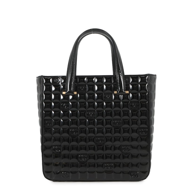 シャネル ハンドバッグ ココマーク チョコバー パテントレザー CHANEL 黒