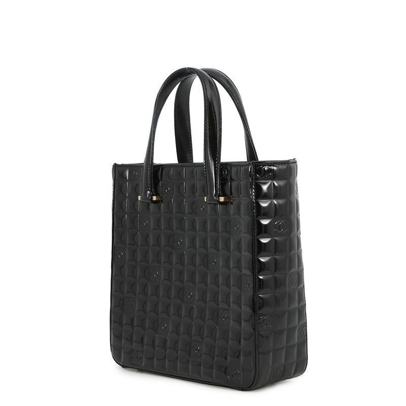 シャネル ハンドバッグ ココマーク チョコバー パテントレザー CHANEL 黒