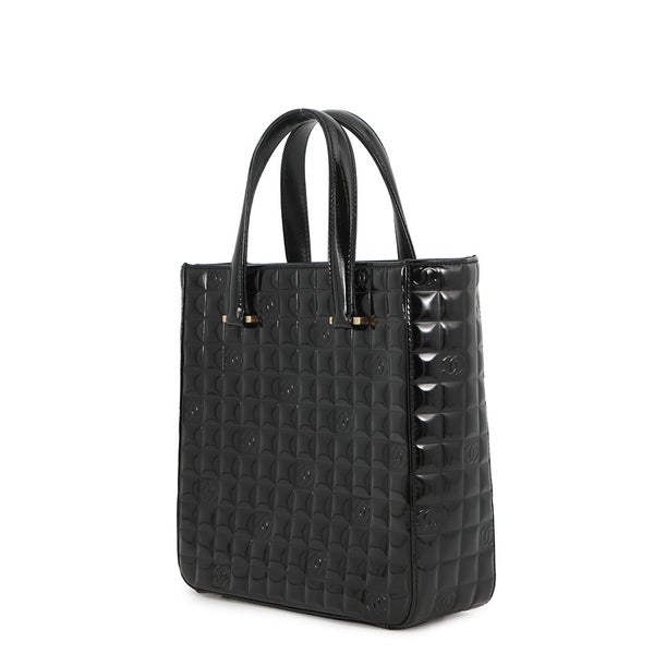シャネル ハンドバッグ ココマーク チョコバー パテントレザー CHANEL 黒