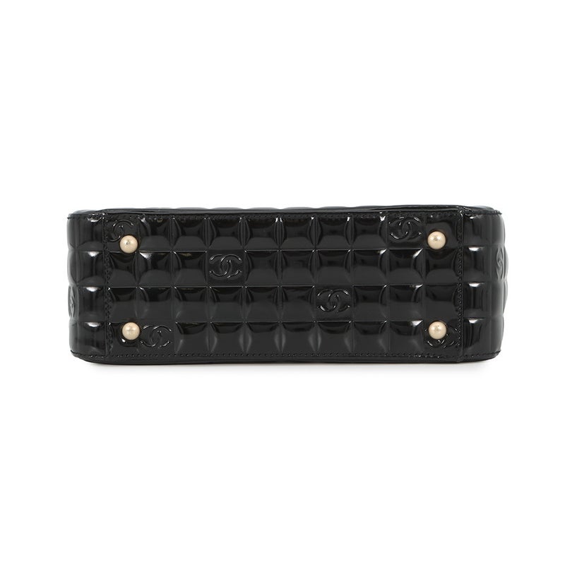 シャネル ハンドバッグ ココマーク チョコバー パテントレザー CHANEL 黒