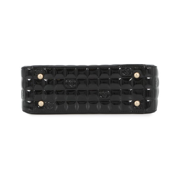 シャネル ハンドバッグ ココマーク チョコバー パテントレザー CHANEL 黒