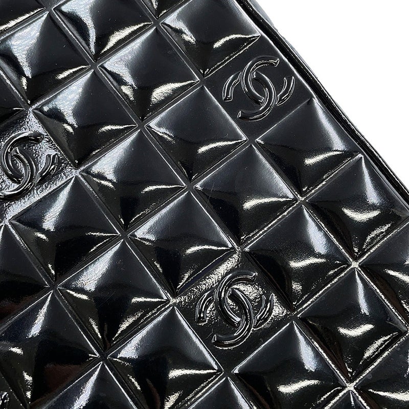 シャネル ハンドバッグ ココマーク チョコバー パテントレザー CHANEL 黒