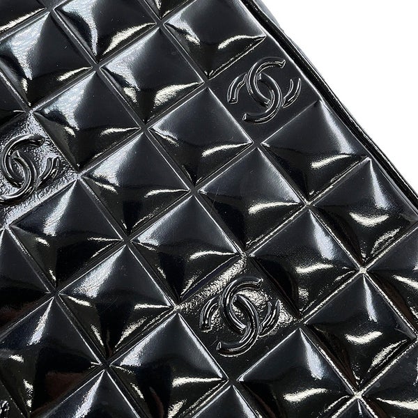 シャネル ハンドバッグ ココマーク チョコバー パテントレザー CHANEL 黒