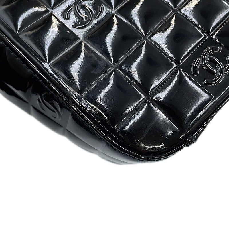 シャネル ハンドバッグ ココマーク チョコバー パテントレザー CHANEL 黒