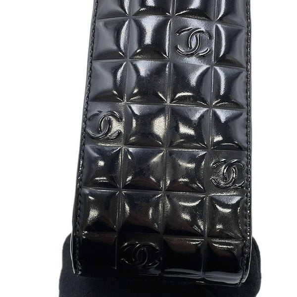 シャネル ハンドバッグ ココマーク チョコバー パテントレザー CHANEL 黒
