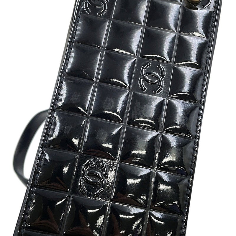 シャネル ハンドバッグ ココマーク チョコバー パテントレザー CHANEL 黒