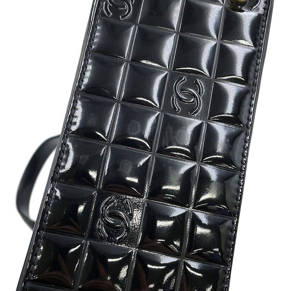 シャネル ハンドバッグ ココマーク チョコバー パテントレザー CHANEL 黒