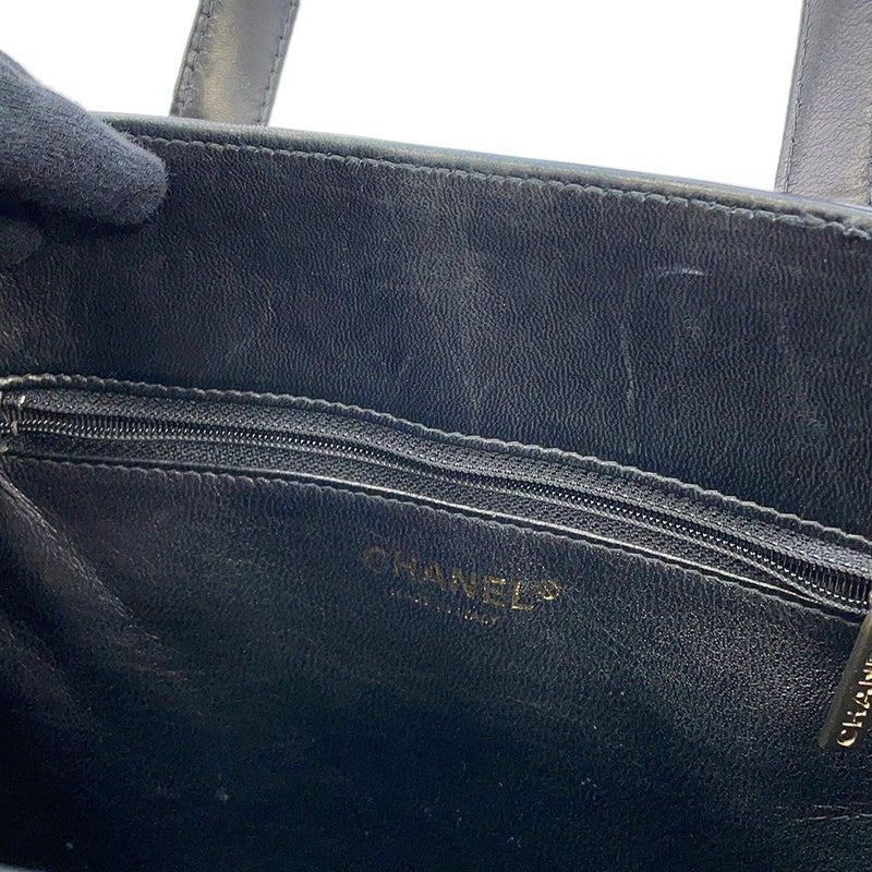 シャネル ハンドバッグ ココマーク チョコバー パテントレザー CHANEL 黒