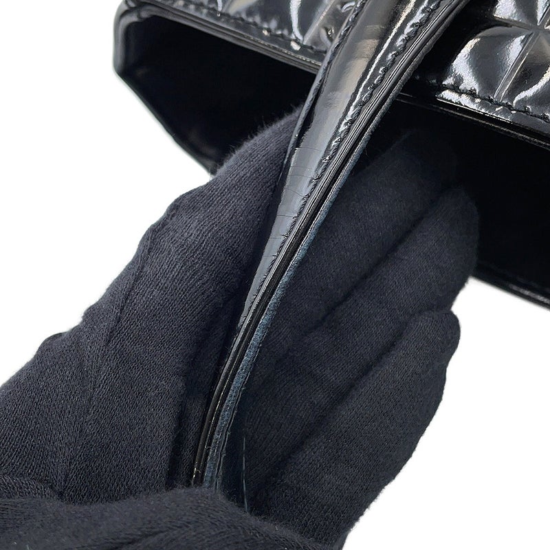 シャネル ハンドバッグ ココマーク チョコバー パテントレザー CHANEL 黒