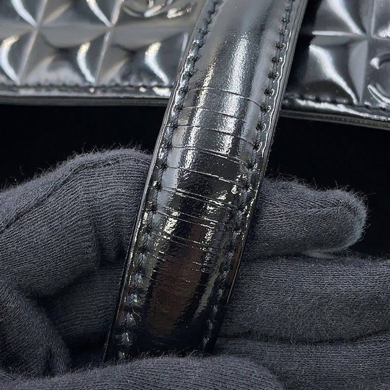 シャネル ハンドバッグ ココマーク チョコバー パテントレザー CHANEL 黒