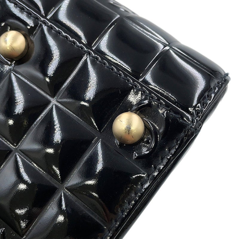 シャネル ハンドバッグ ココマーク チョコバー パテントレザー CHANEL 黒