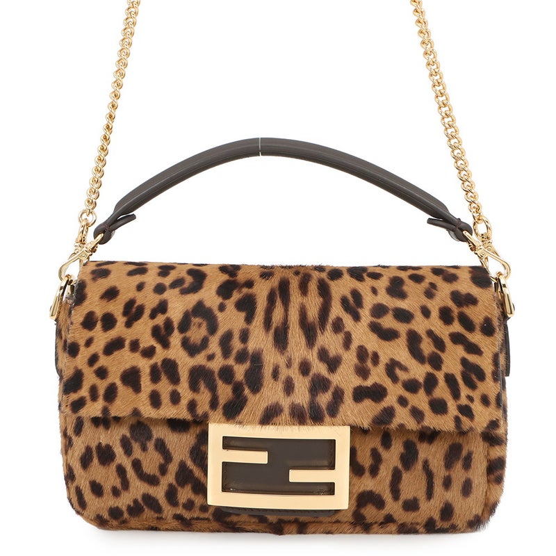 フェンディ ハンドバッグ レオパード柄 バゲット ミニ ハラコ 8BS017 FENDI 2wayショルダーバッグ