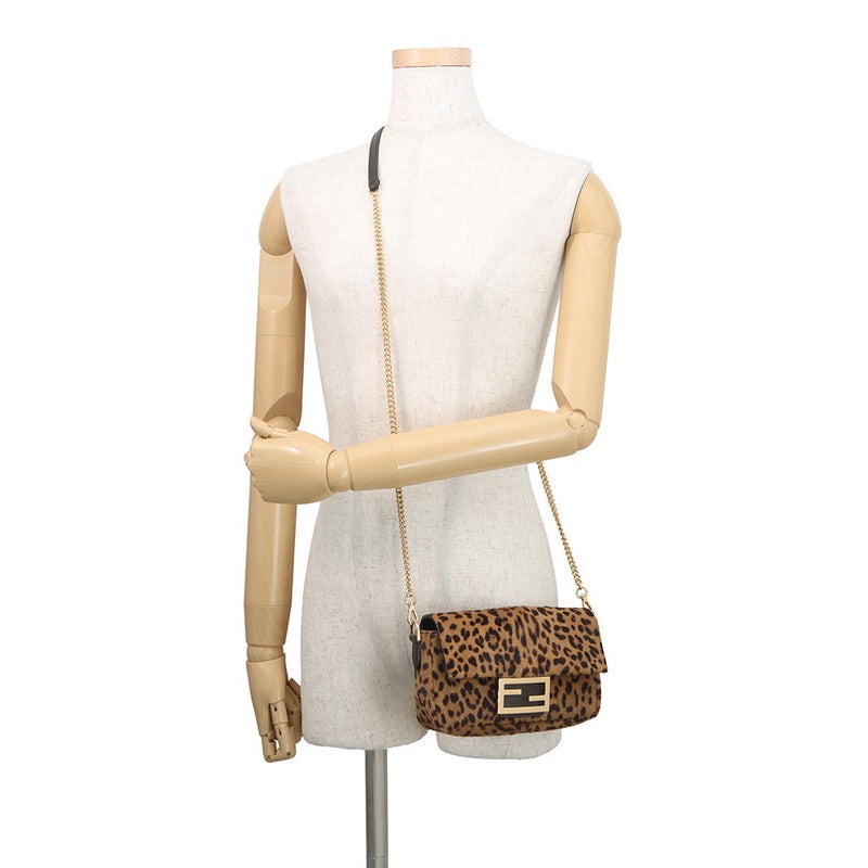フェンディ ハンドバッグ レオパード柄 バゲット ミニ ハラコ 8BS017 FENDI 2wayショルダーバッグ