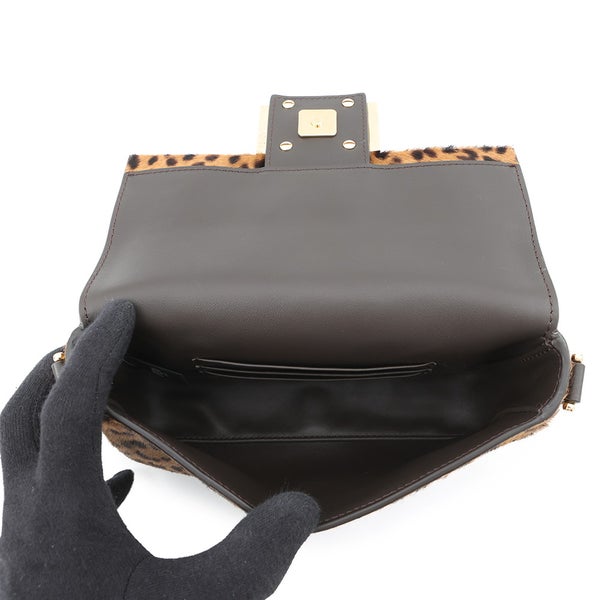 フェンディ ハンドバッグ レオパード柄 バゲット ミニ ハラコ 8BS017 FENDI 2wayショルダーバッグ