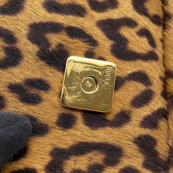 フェンディ ハンドバッグ レオパード柄 バゲット ミニ ハラコ 8BS017 FENDI 2wayショルダーバッグ