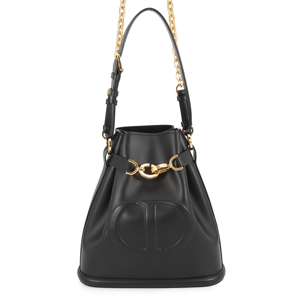 Christian Dior クリスチャンディオール C'est DIOR セディオール CDエンボスロゴ レザー 2WAY 巾着 ハンド ショルダーバッグ ゴールド金具 ブラック M2271UBHA Christian Dior - Christian Dior クリスチャンディオール C'est DIOR