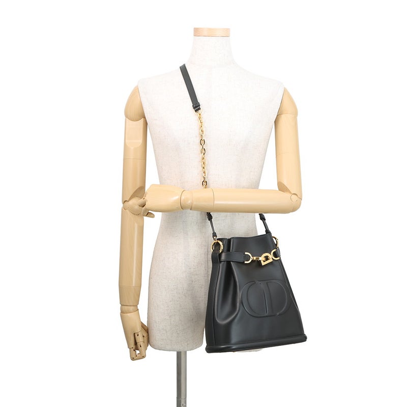 ディオール ハンドバッグ C'est Dior セディオール CDエンボス ミディアム カーフレザー M2271UBHA 2way 黒