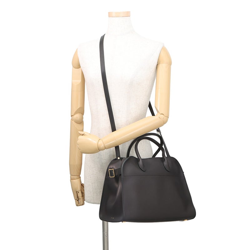 ザ ロウ ハンドバッグ ソフトマルゴー12 レザー W1586 THE ROW 2way 黒