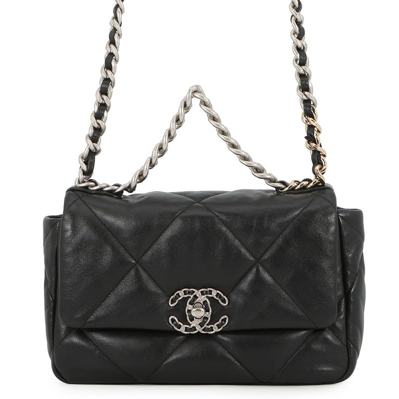 シャネル チェーンショルダーバッグ CHANEL19 ココマーク シャイニーラムスキン AS1160 CHANEL 黒