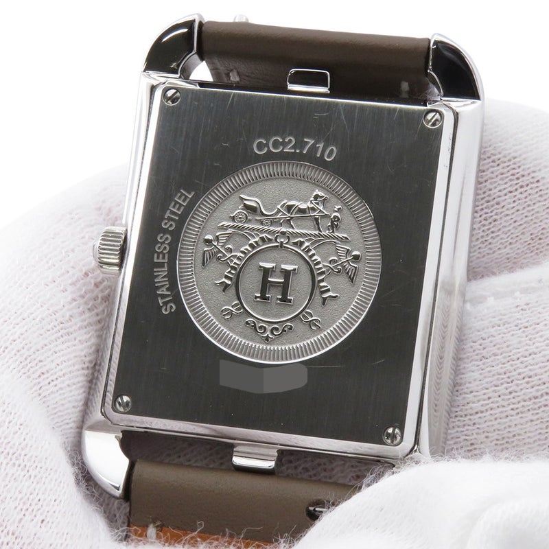 エルメス ケープコッド GM スイフト/エトゥープ CC2.710 HERMES 腕時計 シルバー文字盤 クォーツ