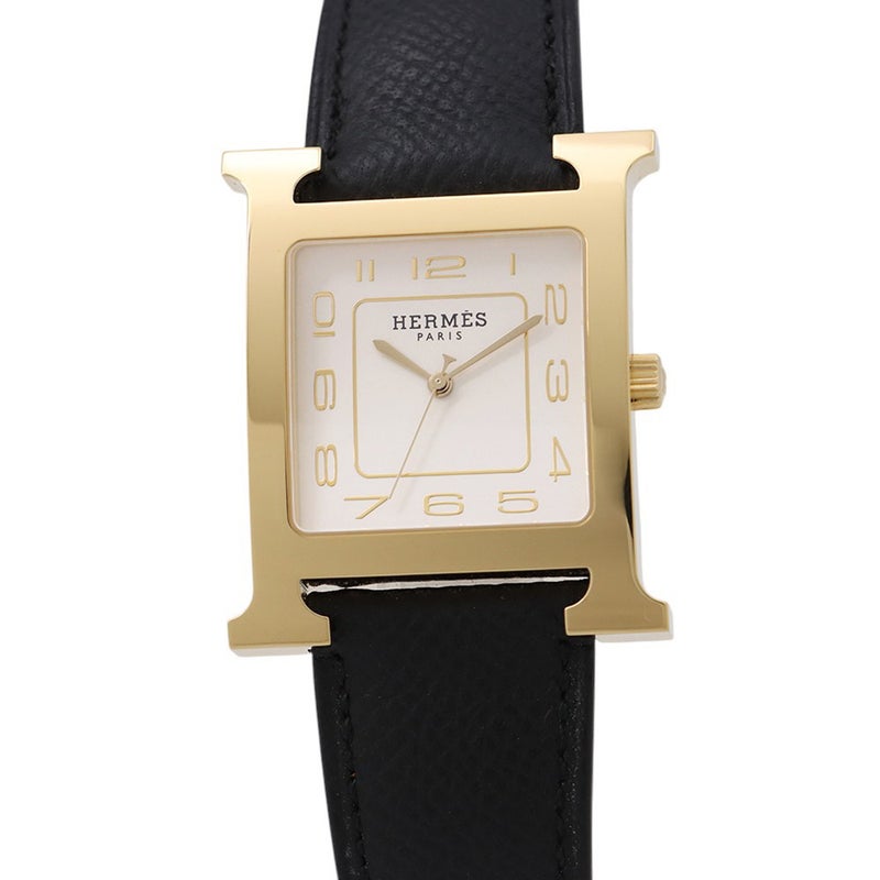 エルメス Hウォッチ GM エプソン/ブラック HH1.801 HERMES 腕時計 シルバー文字盤 クォーツ