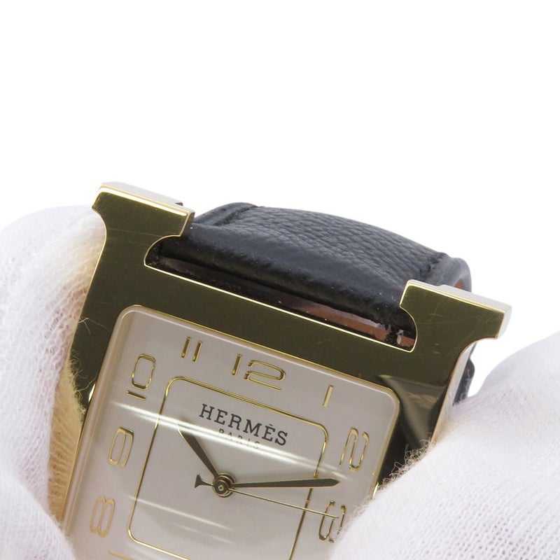 エルメス Hウォッチ GM エプソン/ブラック HH1.801 HERMES 腕時計 シルバー文字盤 クォーツ