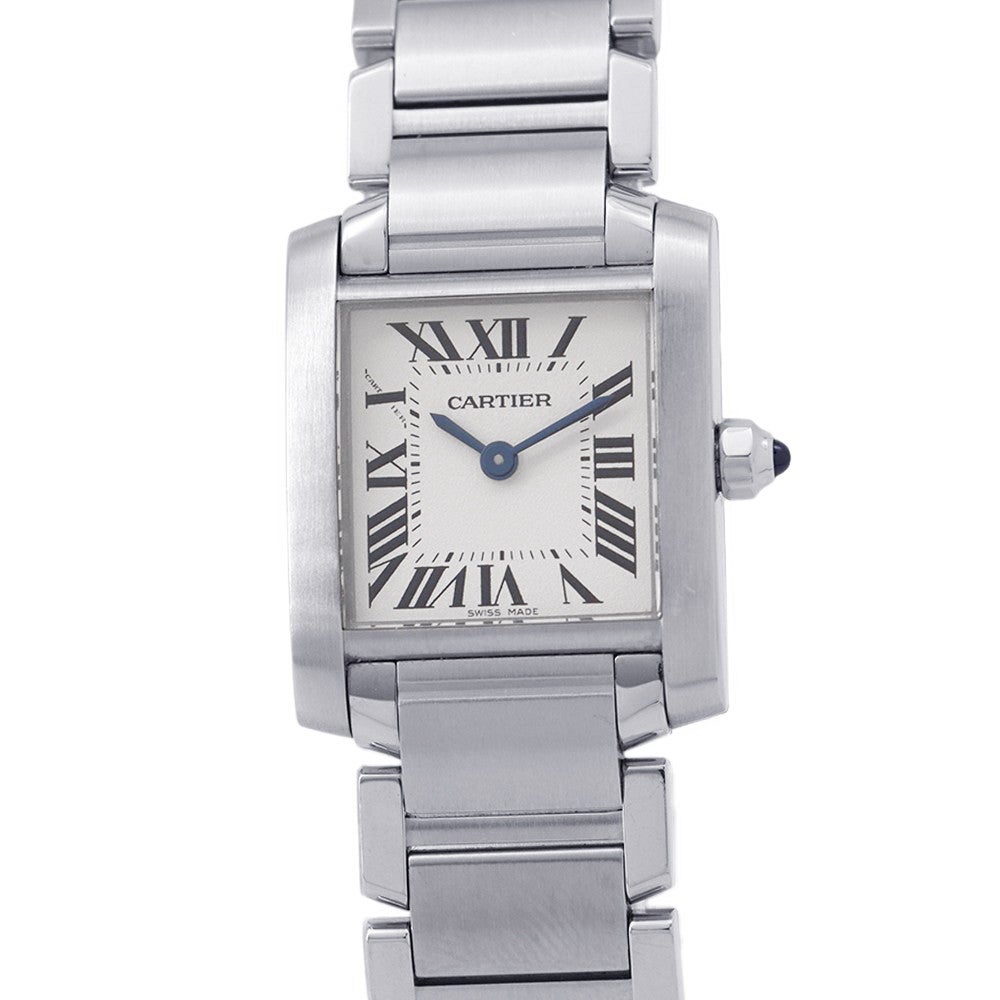 【本物保証】 新品同様 カルティエ CARTIER タンクフランセーズSM W51008Q3 ホワイト文字盤 SS 2針 クォーツ 25mm×20mm レディース 腕時計 カルティエ タンク フランセーズ SM W51008Q3 Cartier 腕時計