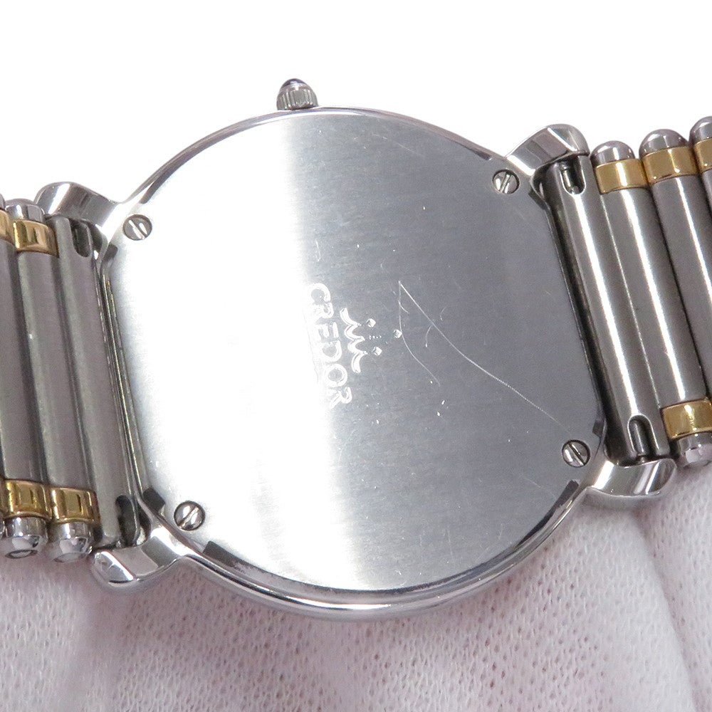 セイコー クレドール ダイヤベゼル 5A74-0190 SEIKO 腕時計 アイボリー