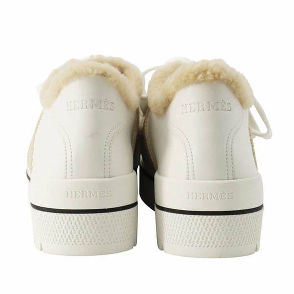 エルメス スニーカー デア カーフレザー シープスキン レディースサイズ37 HERMES 白