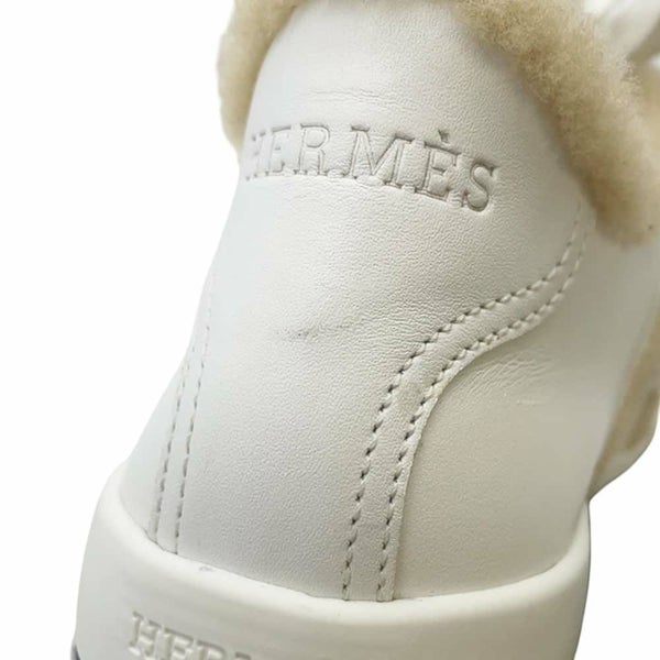 エルメス スニーカー デア カーフレザー シープスキン レディースサイズ37 HERMES 白