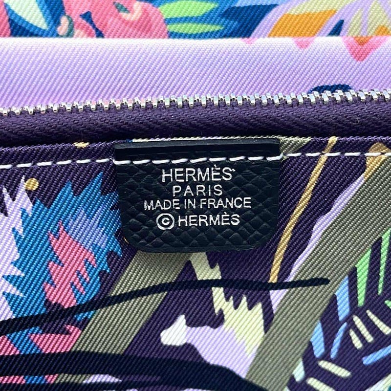 エルメス 長財布 アザップロング シルクイン ブラック/シルバー金具 エプソン W刻印 財布 黒