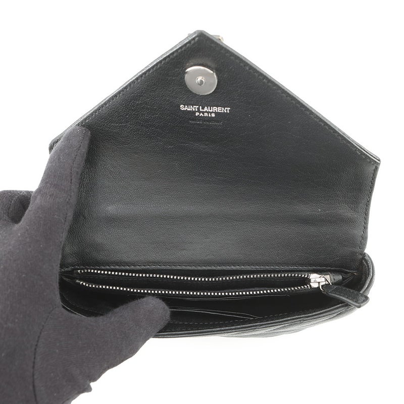 サンローランパリ チェーンウォレット カレッジ ミニ レザー 438492 SAINT LAURENT PARIS 財布 黒