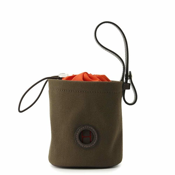 エルメス 犬用トリーツ ポーチ オン ザ ゴー  カーキ/シルバー金具 キャンバス B刻印 HERMES 小物入れ