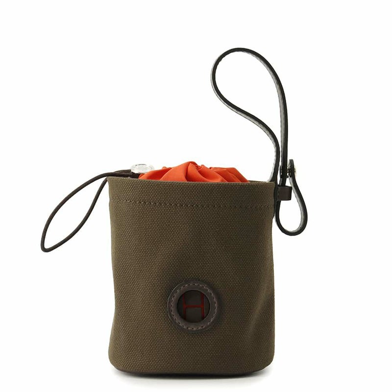 エルメス 犬用トリーツ ポーチ オン ザ ゴー  カーキ/シルバー金具 キャンバス B刻印 HERMES 小物入れ