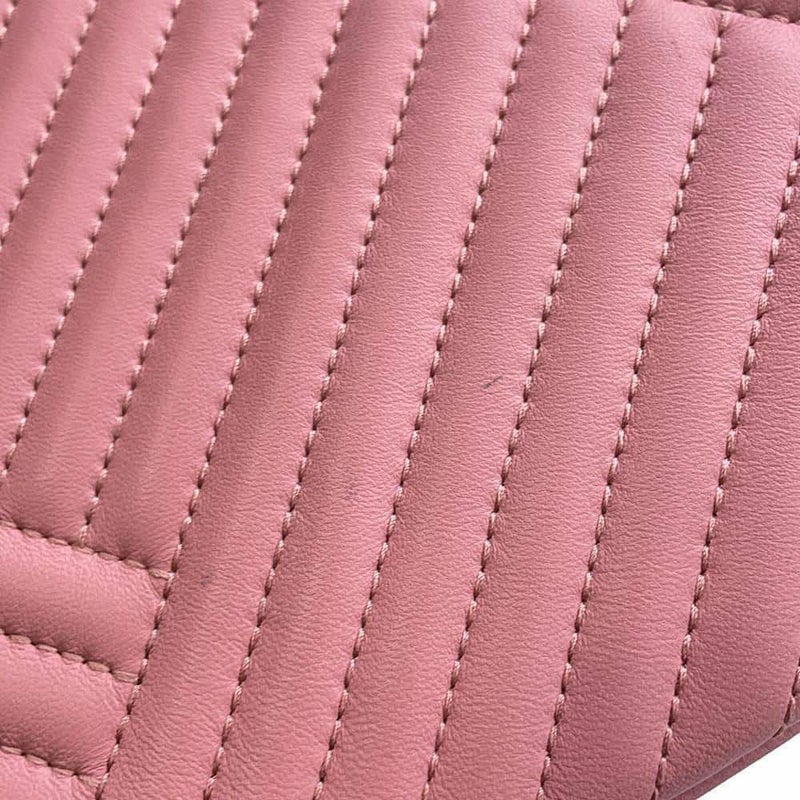 シャネル チェーンショルダーバッグ シェブロン ココマーク ラムスキン CHANEL バッグ Wチェーン