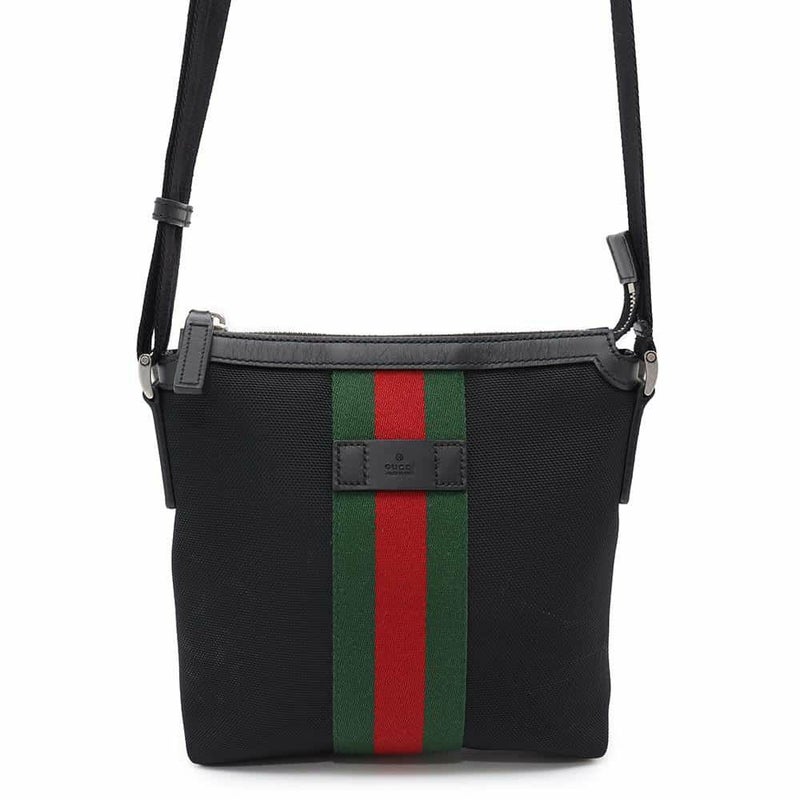 グッチ ショルダーバッグ シェリーライン キャンバス 631195 GUCCI バッグ ウェブ 黒 アウトレット品
