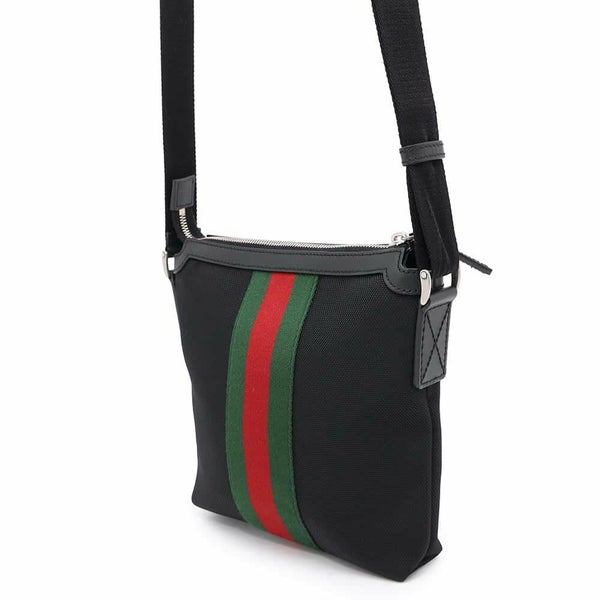 グッチ ショルダーバッグ シェリーライン キャンバス 631195 GUCCI バッグ ウェブ 黒 アウトレット品