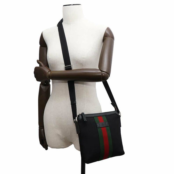 グッチ ショルダーバッグ シェリーライン キャンバス 631195 GUCCI バッグ ウェブ 黒 アウトレット品