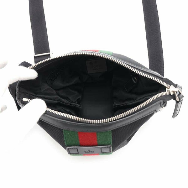 グッチ ショルダーバッグ シェリーライン キャンバス 631195 GUCCI バッグ ウェブ 黒 アウトレット品