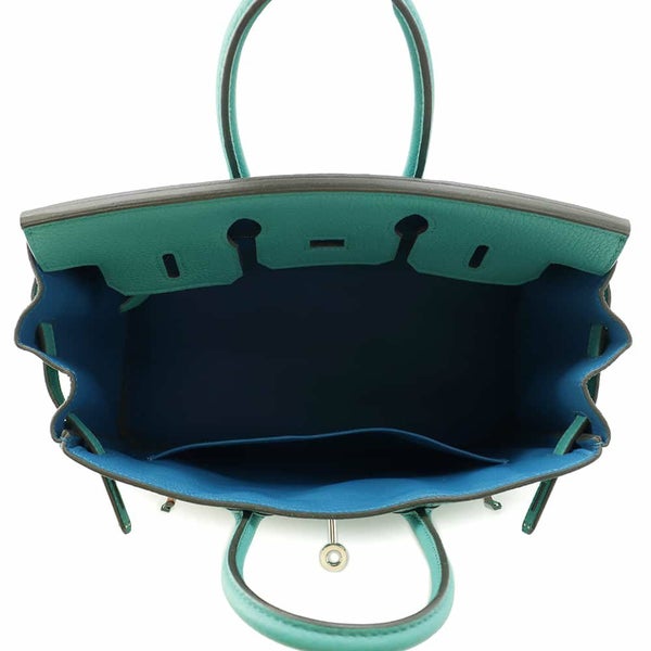 エルメス バーキン25 ヴェルソ ヴェールヴェロン/ブルーイズミール/シルバー金具 トゴ Z刻印 HERMES Birkin