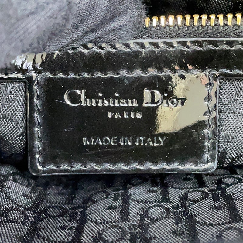 ディオール ハンドバッグ カナージュ レディディオール ラージ パテントレザー Christian Dior 2way 黒