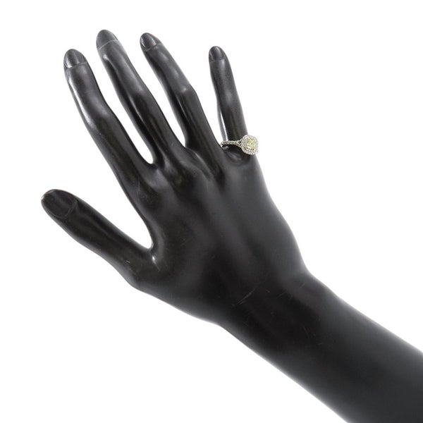 ティファニー ソレスト クッションカット ファンシーイエローダイヤ 0.71ct 0.46ct Pt950/K18YG 9号 鑑定書付