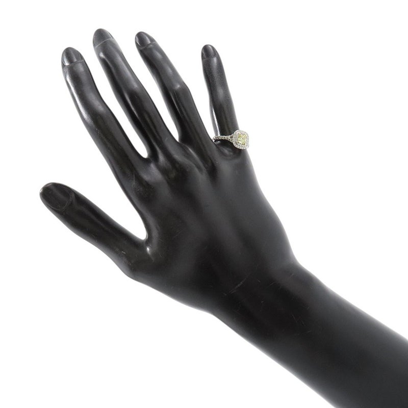 ティファニー ソレスト クッションカット ファンシーイエローダイヤ 0.71ct 0.46ct Pt950/K18YG 9号 鑑定書付